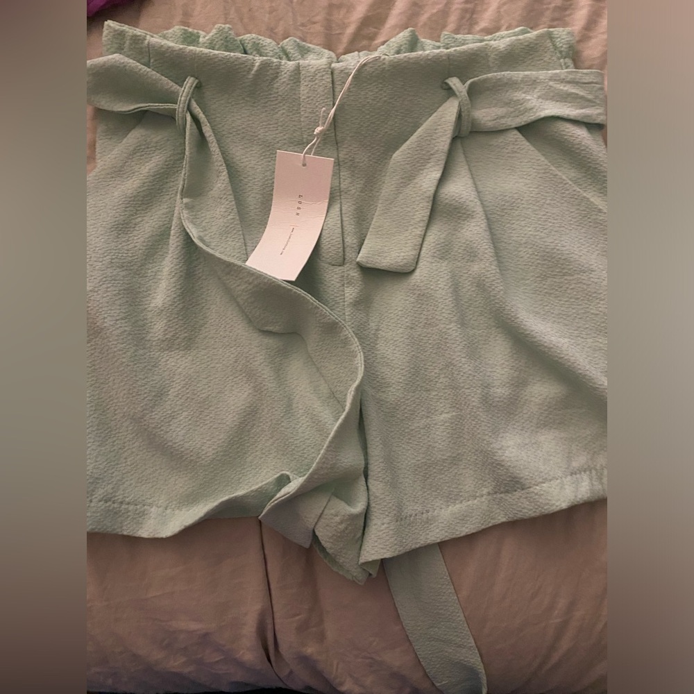 LUSH Front tie light seafoam green shorts with belt tie size L